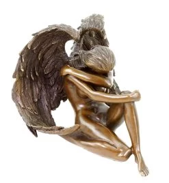 Sitting Angel Sculpture - Bronze Erotic Nude - Signed Patoue -Salvador Dali Shop DSC09725