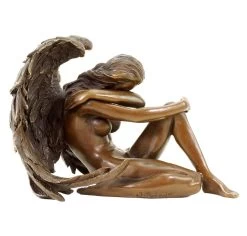 Sitting Angel Sculpture - Bronze Erotic Nude - Signed Patoue -Salvador Dali Shop DSC09729