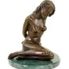 Bondage Girl Ava - Erotic Bronze Figurine On Green Marble Base