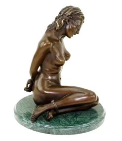 Bondage Girl Ava - Erotic Bronze Figurine On Green Marble Base -Salvador Dali Shop DSC09776