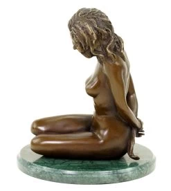 Bondage Girl Ava - Erotic Bronze Figurine On Green Marble Base -Salvador Dali Shop DSC09781