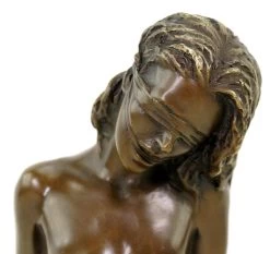 Bondage Girl Ava - Erotic Bronze Figurine On Green Marble Base -Salvador Dali Shop DSC09788
