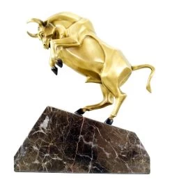 Bronze Stock Exchange Bull On Marble - Limited Sculpture By M. Klein -Salvador Dali Shop DSC09870