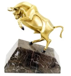 Bronze Stock Exchange Bull On Marble - Limited Sculpture By M. Klein -Salvador Dali Shop DSC09872