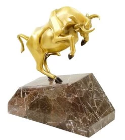 Bronze Stock Exchange Bull On Marble - Limited Sculpture By M. Klein -Salvador Dali Shop DSC09879