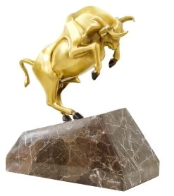 Bronze Stock Exchange Bull On Marble - Limited Sculpture By M. Klein -Salvador Dali Shop DSC09880