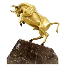 Bronze Stock Exchange Bull On Marble - Limited Sculpture By M. Klein -Salvador Dali Shop DSC09887