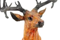 Tall Deer / Stag Bust - Bronze Figurine On Marble - Signed Bonheur