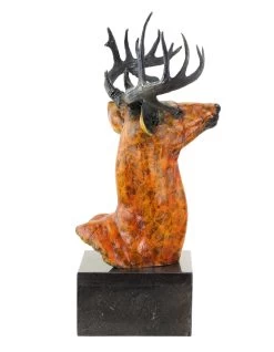 Tall Deer / Stag Bust - Bronze Figurine On Marble - Signed Bonheur -Salvador Dali Shop DSC09946