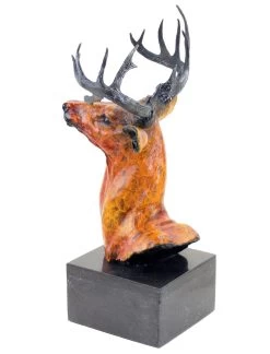 Tall Deer / Stag Bust - Bronze Figurine On Marble - Signed Bonheur -Salvador Dali Shop DSC09951